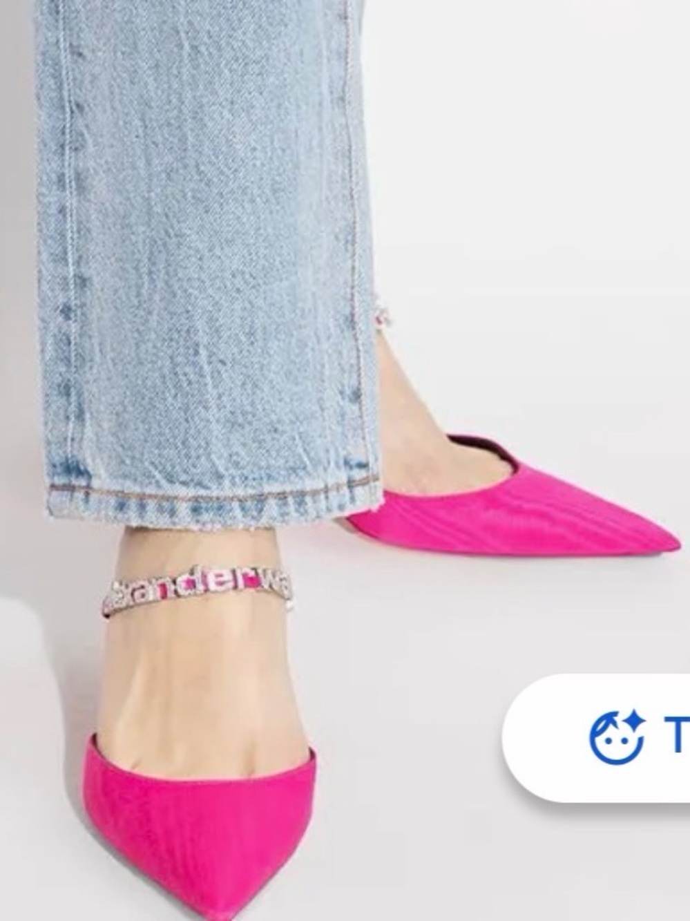 Alexander Wang Hot Pink Pointed Toe Slip-On Mules with Crystal Logo Strap! - Picture 7 of 7